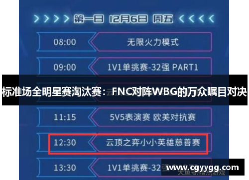 标准场全明星赛淘汰赛：FNC对阵WBG的万众瞩目对决